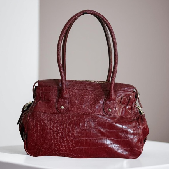 NWT Anne Klein Elegant Red Leather Satchel Shoulder Handbag! NEW! - Picture 4 of 14